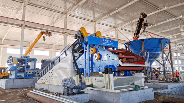 砂石料細(xì)沙回收機(jī)作業(yè)現(xiàn)場(chǎng)，環(huán)保生產(chǎn)產(chǎn)量高